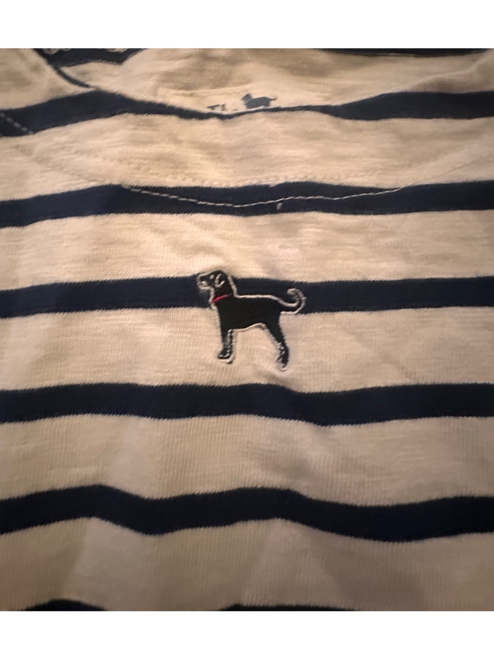 The Black Dog Navy and White dress with rope tie waist and Black Dog Embroidery